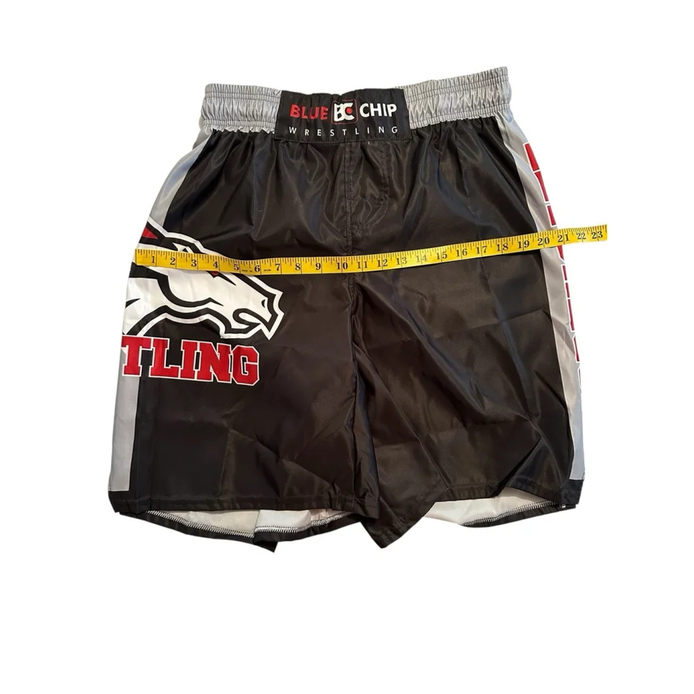 Wrestling Shorts With Drawstring Boys Large Black Polyester Bronco Horse